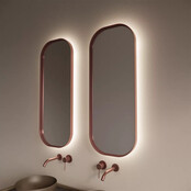 Spiegel Plato Ovaal Verticaal Koper Rosé 40x100cm met Bewegingssensor en Spiegelverwarming Spiegel Plato Ovaal Verticaal Koper Rosé 40x100cm met Bewegingssensor en Spiegelverwarming