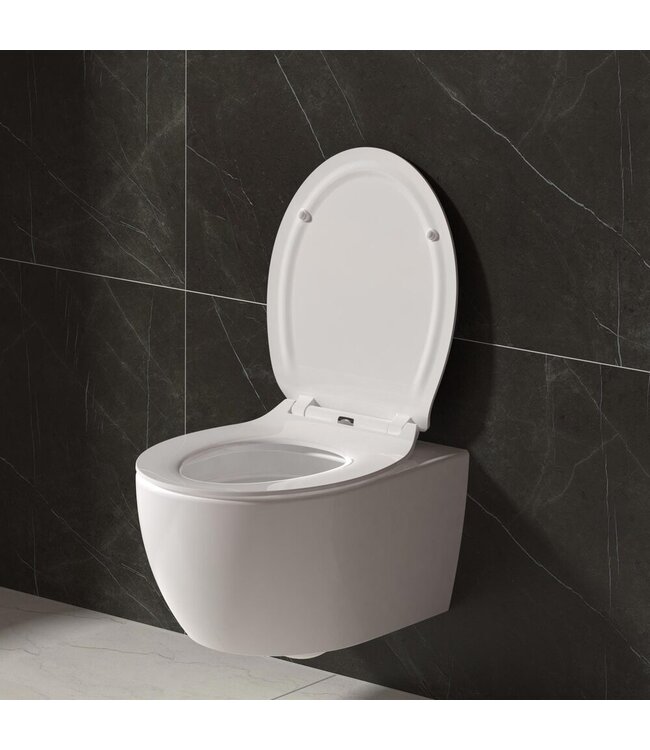 Wc bril Aloni Primium Topfix Wit Slimline  - Softclose Slim toiletzitting -  Quick Relase