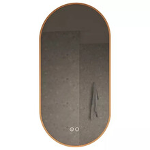 Gliss Design Aura Ovale Spiegel Koper 40x100 cm met dimbaar LED-verlichting en verwarming