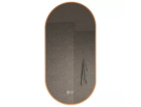 Gliss Design Aura Ovale Spiegel Koper 40x100 cm met dimbaar LED-verlichting en verwarming