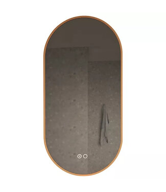 GLISS DESIGN Gliss Design Aura Ovale Spiegel Koper 40x100 cm met dimbaar LED-verlichting en verwarming