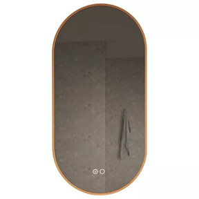 Gliss Design Aura Ovale Spiegel Koper 50x100 cm met dimbaar LED-verlichting en verwarming