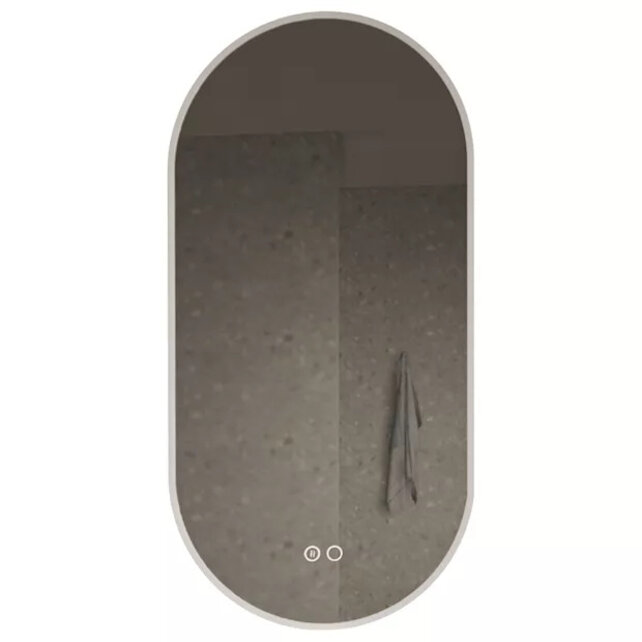Gliss Design Aura Ovale Spiegel Mat Wit 50x100 cm met dimbaar LED-verlichting en verwarming