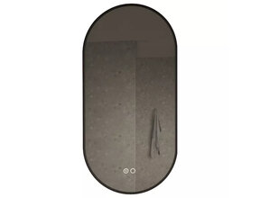 Gliss Design Aura Ovale Spiegel Mat Zwart 40x100 cm met dimbaar LED-verlichting en verwarming