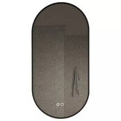 Gliss Design Aura Ovale Spiegel Mat Zwart 50x100 cm met dimbaar LED-verlichting en verwarming