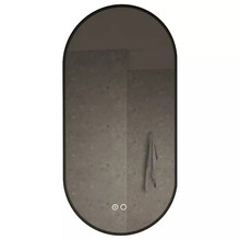 Gliss Design Aura Ovale Spiegel Mat Zwart 50x100 cm met dimbaar LED-verlichting en verwarming