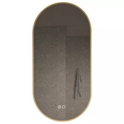 Gliss Design Aura Ovale Spiegel Mat Goud 50x100 cm met dimbaar LED-verlichting en verwarming