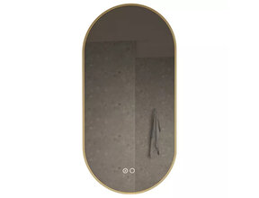 Gliss Design Aura Ovale Spiegel Mat Goud 50x100 cm met dimbaar LED-verlichting en verwarming