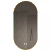 Gliss Design Aura Ovale Spiegel Mat Goud 40x100 cm met dimbaar LED-verlichting en verwarming