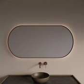 Spiegel Ovaal Aura Horizontaal Koper Rosé 100x70cm met Bewegingssensor en Spiegelverwarming Spiegel Ovaal Aura Horizontaal Koper Rosé 100x70cm met Bewegingssensor en Spiegelverwarming