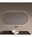 GLISS DESIGN Spiegel Ovaal Aura Horizontaal Mat Goud 100x70cm met Bewegingssensor en Spiegelverwarming