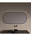 GLISS DESIGN Spiegel Ovaal Aura Horizontaal Mat Zwart 100x70cm met Bewegingssensor en Spiegelverwarming