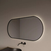 Spiegel Ovaal Aura Horizontaal Mat Zwart 120x70cm met Bewegingssensor en Spiegelverwarming Spiegel Ovaal Aura Horizontaal Mat Zwart 120x70cm met Bewegingssensor en Spiegelverwarming