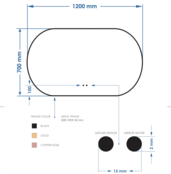 Spiegel Ovaal Aura Horizontaal Mat Zwart 120x70cm met Bewegingssensor en Spiegelverwarming Spiegel Ovaal Aura Horizontaal Mat Zwart 120x70cm met Bewegingssensor en Spiegelverwarming
