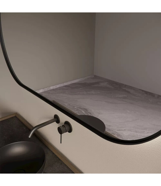 Spiegel Ovaal Aura Horizontaal Mat Zwart 140x70cm met Bewegingssensor en Spiegelverwarming
