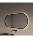 GLISS DESIGN Spiegel Ovaal Aura Horizontaal Mat Zwart 140x70cm met Bewegingssensor en Spiegelverwarming