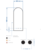 Spiegel Delta Mat Zwart 40x100cm Boogspiegel met Bewegingssensor en Spiegelverwarming Spiegel Delta Mat Zwart 40x100cm Boogspiegel met Bewegingssensor en Spiegelverwarming