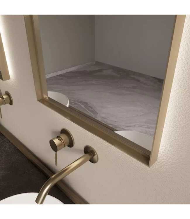 GLISS DESIGN Spiegel Delta Mat Goud 50x100cm Boogspiegel met Bewegingssensor en Spiegelverwarming