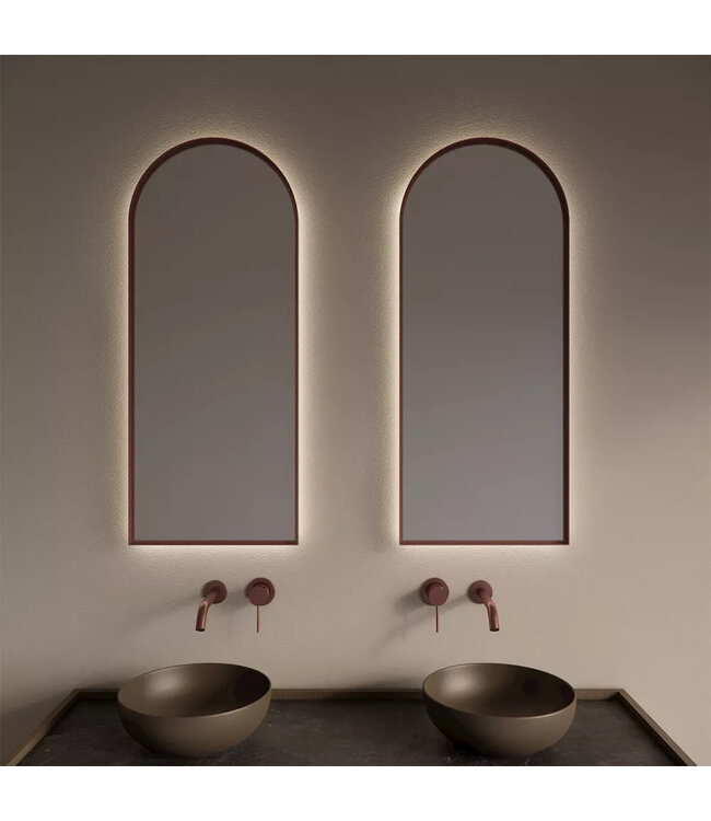 GLISS DESIGN Spiegel Delta Koper Rosé 40x100cm Boogspiegel met Bewegingssensor en Spiegelverwarming