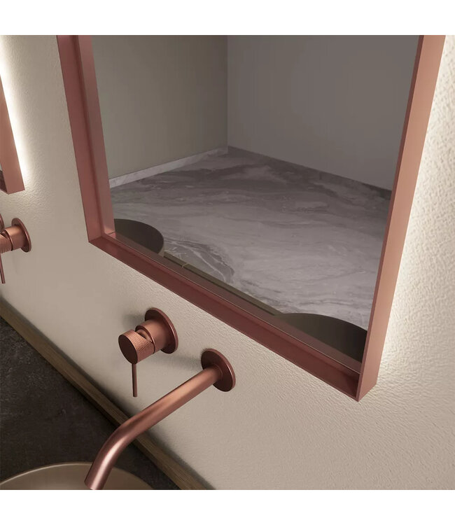 GLISS DESIGN Spiegel Delta Koper Rosé 50x100cm Boogspiegel met Bewegingssensor en Spiegelverwarming