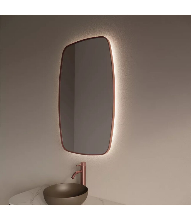 Spiegel Ovaal Epos Verticaal Koper Rosé 60x100cm met sensor en Spiegelverwarming