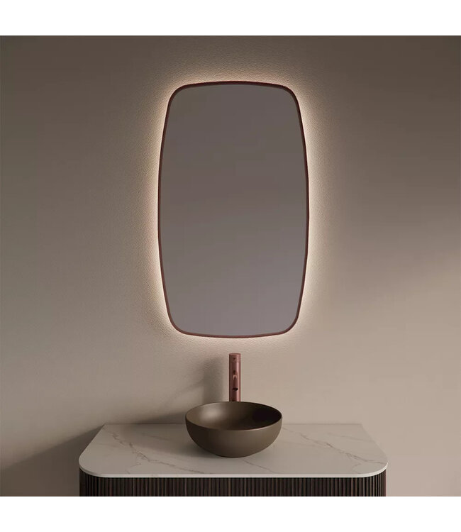 GLISS DESIGN Spiegel Ovaal Epos Verticaal Koper Rosé 60x100cm met sensor en Spiegelverwarming