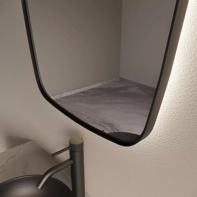 Spiegel Ovaal Epos Verticaal Mat Zwart 60x100cm met sensor en Spiegelverwarming Spiegel Ovaal Epos Verticaal Mat Zwart 60x100cm met sensor en Spiegelverwarming