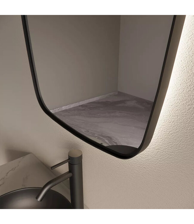 Spiegel Ovaal Epos Verticaal Mat Zwart 60x100cm met sensor en Spiegelverwarming