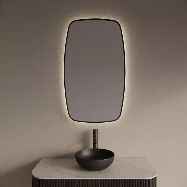 Spiegel Ovaal Epos Verticaal Mat Zwart 60x100cm met sensor en Spiegelverwarming Spiegel Ovaal Epos Verticaal Mat Zwart 60x100cm met sensor en Spiegelverwarming