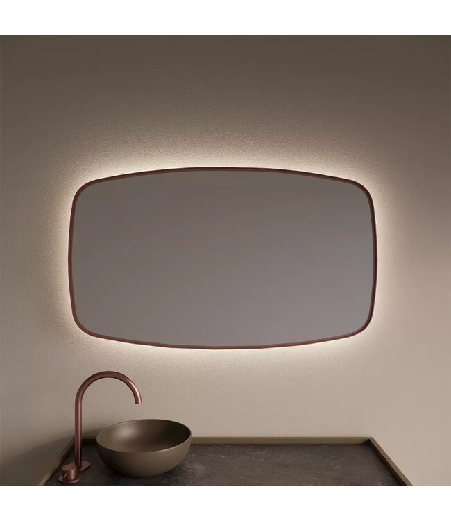 GLISS DESIGN Spiegel Ovaal Epos Horizontaal Koper Rosé 100x60cm met Sensor en Spiegelverwarming