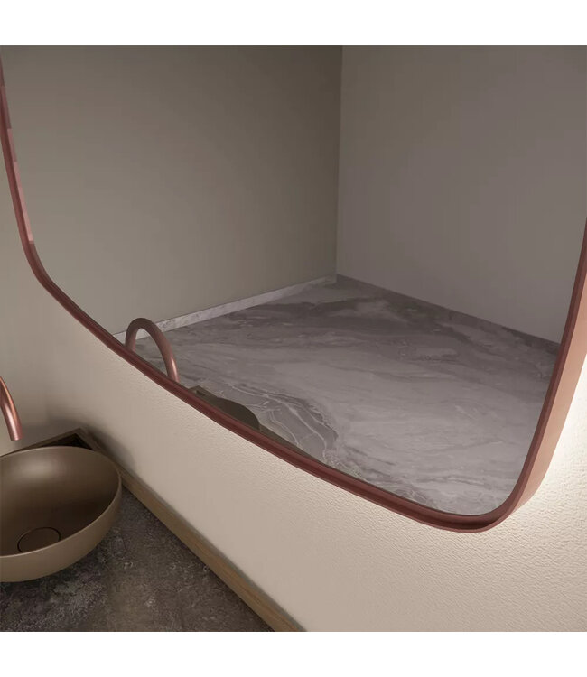 GLISS DESIGN Spiegel Ovaal Epos Horizontaal Koper Rosé 100x60cm met Sensor en Spiegelverwarming