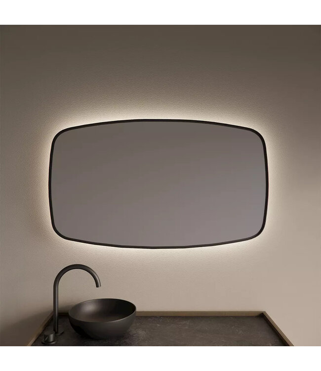 GLISS DESIGN Spiegel Ovaal Epos Horizontaal Mat Zwart 100x60cm met Sensor en Spiegelverwarming