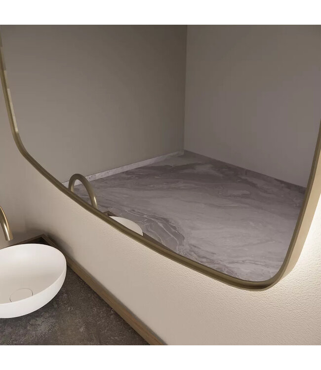 GLISS DESIGN Spiegel Ovaal Epos Horizontaal Mat Goud 100x60cm met Sensor en Spiegelverwarming