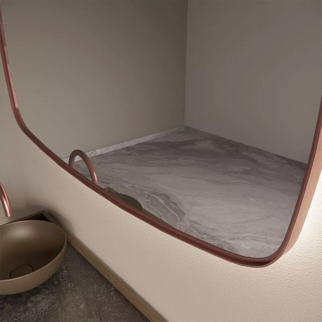 Spiegel Ovaal Epos Horizontaal Koper Rosé 120x65cm met Sensor en Spiegelverwarming