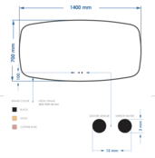 Spiegel Ovaal Epos Horizontaal Mat Zwart 140x70 cm met Sensor en Spiegelverwarming