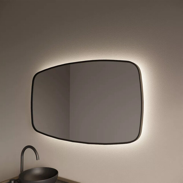 Spiegel Ovaal Epos Horizontaal Mat Zwart 140x70 cm met Sensor en Spiegelverwarming