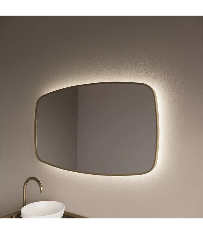 GLISS DESIGN Spiegel Ovaal Epos Horizontaal Mat Goud 160x70 cm met Sensor en Spiegelverwarming