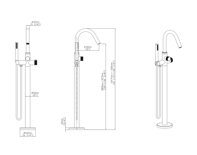 Badkraan Vrijstaand Stria Mat Bruin Brons (PVD) met thermostaat