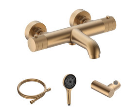 Badkraan Set Stria Mat Bruin Brons ( PVD ) met thermostaat