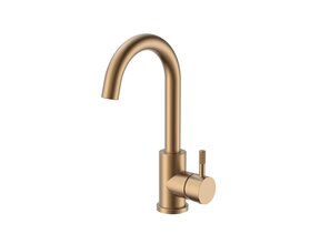 Wastafelkraan Stria Cold-start Mat Bruin Brons PVD-Gecoat Gebogen met draaibaar uitloop