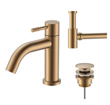 Fonteinkraan set Stria Mat Bruin Brons (PVD) Toiletkraan + Sifon + Clickwaste