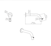 Fonteinkraan set Inbouw Stria Mat Bruin Brons inkortbaar Toiletkraan + Sifon + Clickwaste