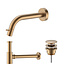 Fonteinkraan set Inbouw Stria Mat Bruin Brons inkortbaar Toiletkraan + Sifon + Clickwaste