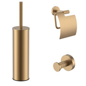 Toilet Accessoires Set Stria Mat Bruin Brons PVD-Gecoat  - Toiletborstelhouder + Toiletrolhouder + Handdoekhaak