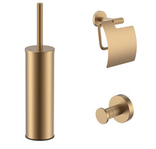 Toilet Accessoires Set Stria Mat Bruin Brons PVD-Gecoat  - Toiletborstelhouder + Toiletrolhouder + Handdoekhaak