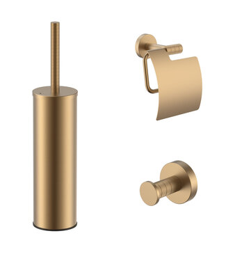 ALONI Toilet Accessoires Set Stria Mat Bruin Brons PVD-Gecoat  - Toiletborstelhouder + Toiletrolhouder + Handdoekhaak