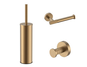 Toilet Accessoires Set-2 Stria Mat Bruin Brons PVD - Toiletborstelhouder + Toiletrolhouder + Handdoekhaak