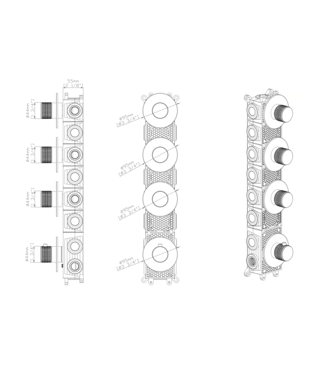ALONI Afbouwdeel Aloni STRIA PVD-gecoat Mat Bruin Brons 3-weg inbouw douche thermostaat