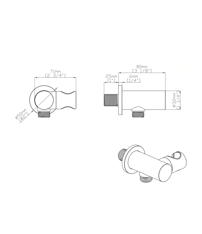 ALONI Handdouchehouder wandaansluitbocht met wateraansluiting Uniforma Mat Bruin Brons PVD-gecoat – Kantelbaar