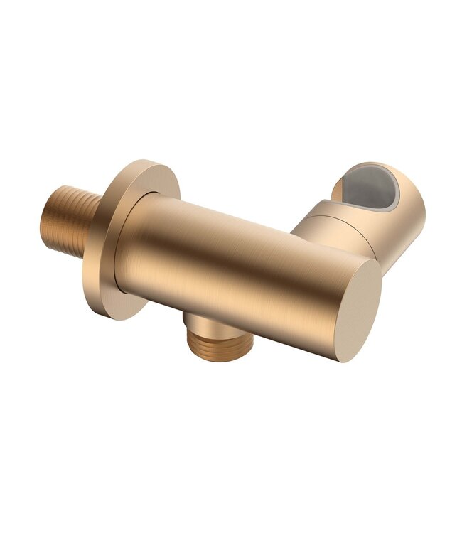 ALONI Handdouchehouder wandaansluitbocht met wateraansluiting Uniforma Mat Bruin Brons PVD-gecoat – Kantelbaar